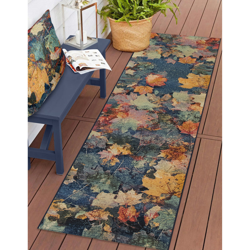 Tapis d'intérieur / extérieur multicolore Annig, Rectangle 2 pi 7 po x 4 pi 3 po