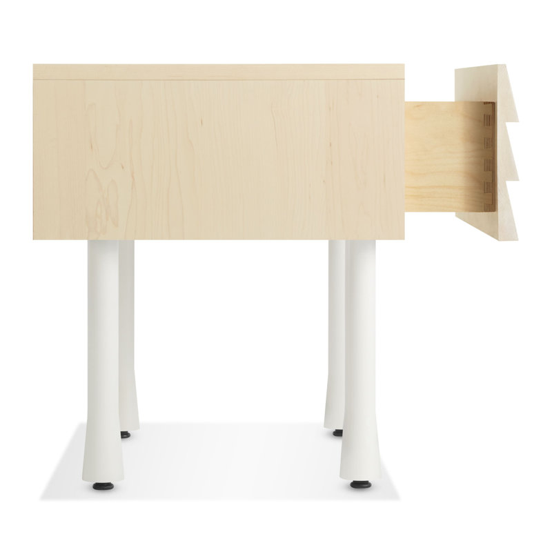 Lap 21.7'' W Solid Wood Nightstand, Whitewashed Maple / White