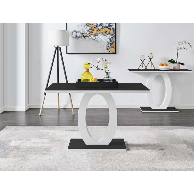 Scottsmoor Halo Dining Table Set in Modern High Gloss with 4 Luxury Velvet Dining Chairs