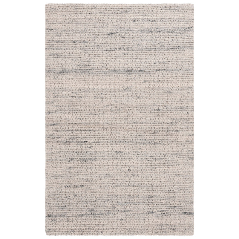 Marbella Hand Woven Wool/Cotton Solid Color Rug in Gray, Rectangle 5" x 8"