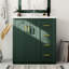 Meuble-lavabo de 30 po avec cadre en bois massif, charnières, planches, rangement spacieux pour les articles de toilette, style rétro et produits uniques à motif de rainures,-431478788
