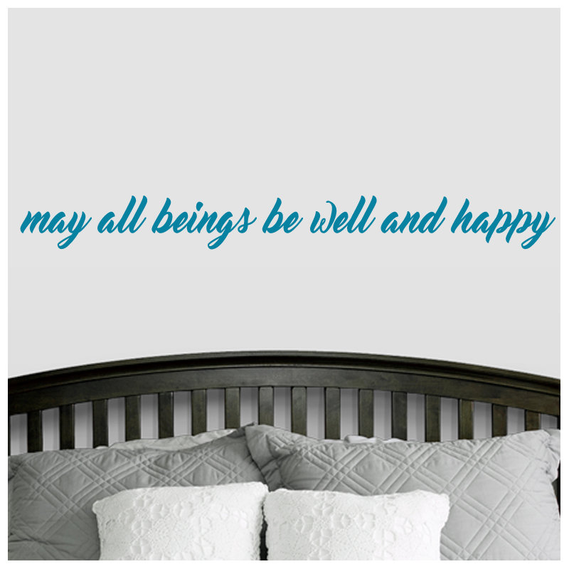 Adhésif décoratif "May All Beings Be Well and Happy", Bleu sarcelle