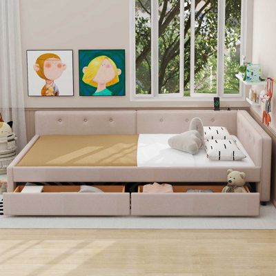Daybed With Usb And 2 Drawers