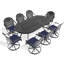 9 ensembles de salle à manger en aluminium coulé pour l'extérieur - 8 chaises pivotantes et table ovale, noir, éléments complexes, caractéristique, alignement confortable des sièges, capacité de siège de 350 lb, coussins de table de 160 lb, facile