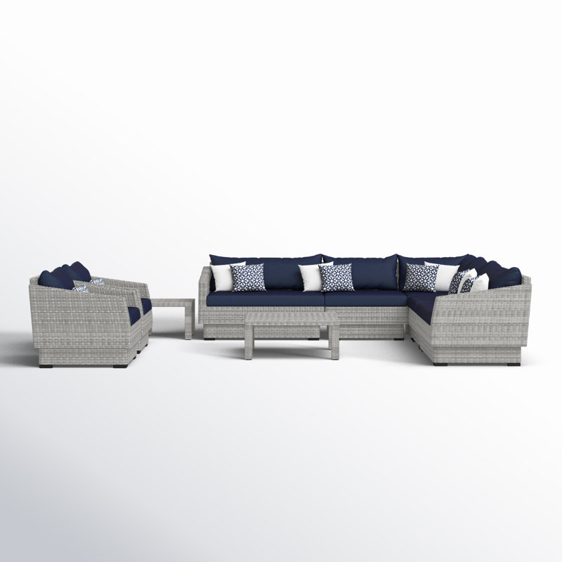 Cannes 9 Piece Seating Group with Cushions, Canvas Navy Sunbrella® Canvas