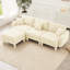 Tissu convertible en forme de L avec 3 pieds cylindriques en forme de coquillage, amovibles et auto-enveloppés, beige, style contemporain pour la détente dans la chambre à coucher, fabrication, rembourrage en mousse de siège confortable-376393809-376393818