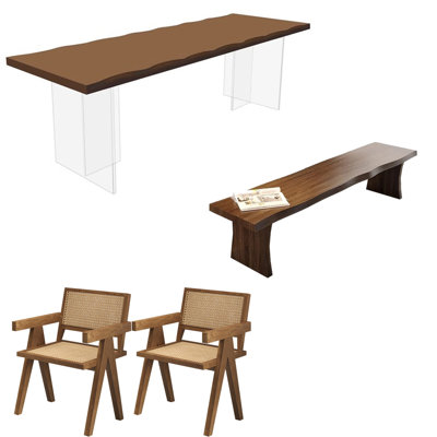Ensemble de table de salle à manger flottante entièrement en bois et acrylique