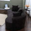 Canapé moderne en forme de croissant, tissu chenille noir, ensemble de salon confortable