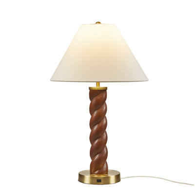 Lampe de table 1 pièce en céramique texturée avec abat-jour cannelé