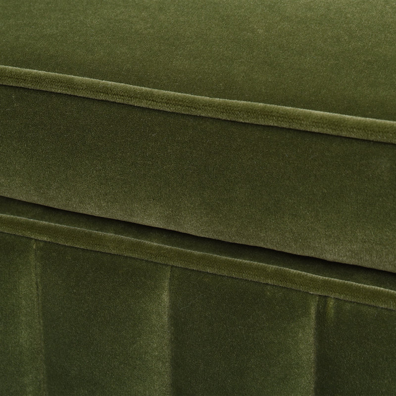 Banc de rangement rembourré Elko Natoma, Velours vert olive