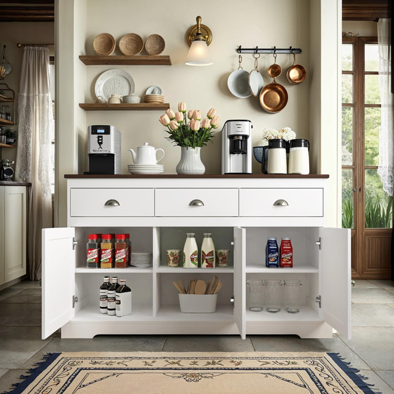 Buffet avec rangement et tiroirs Chic White