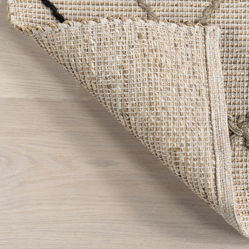 Karlianne Trellis Seagrass and Jute Blend Area Rug, Rectangle 4' x 6'