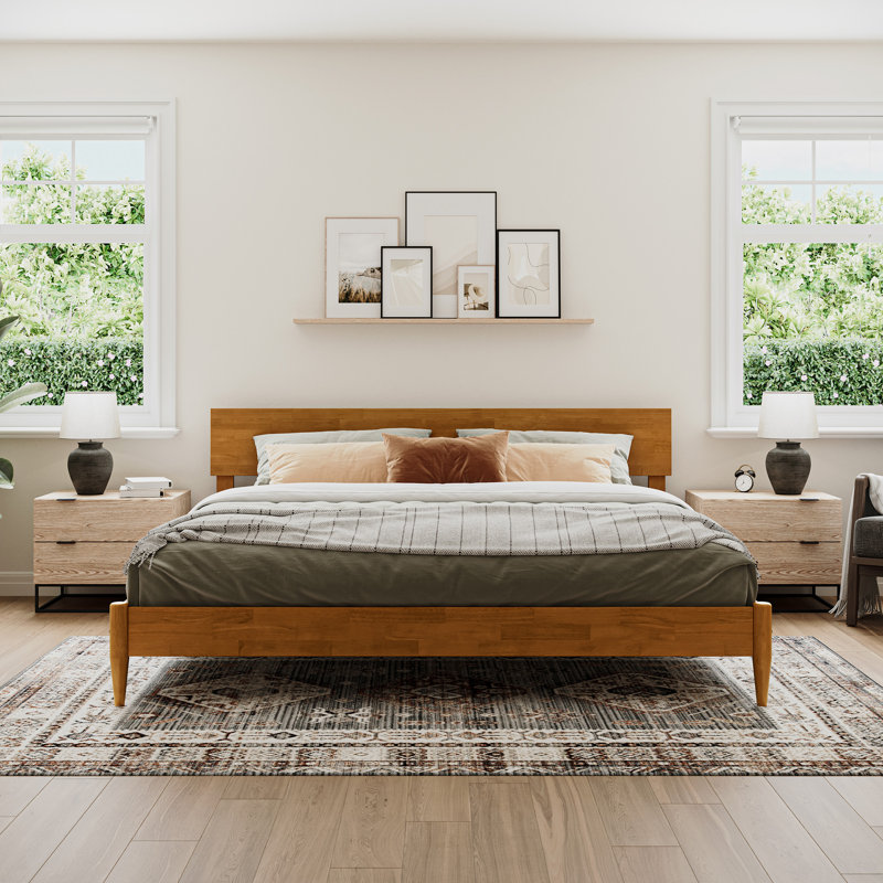 Amandaleigh Solid Wood Panel Bed, Light Toffee, King