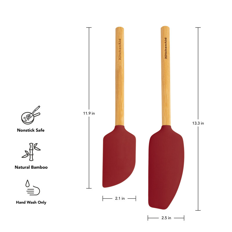 Kitchenaid  Bamboo Spatula Set, 2 Piece, Red