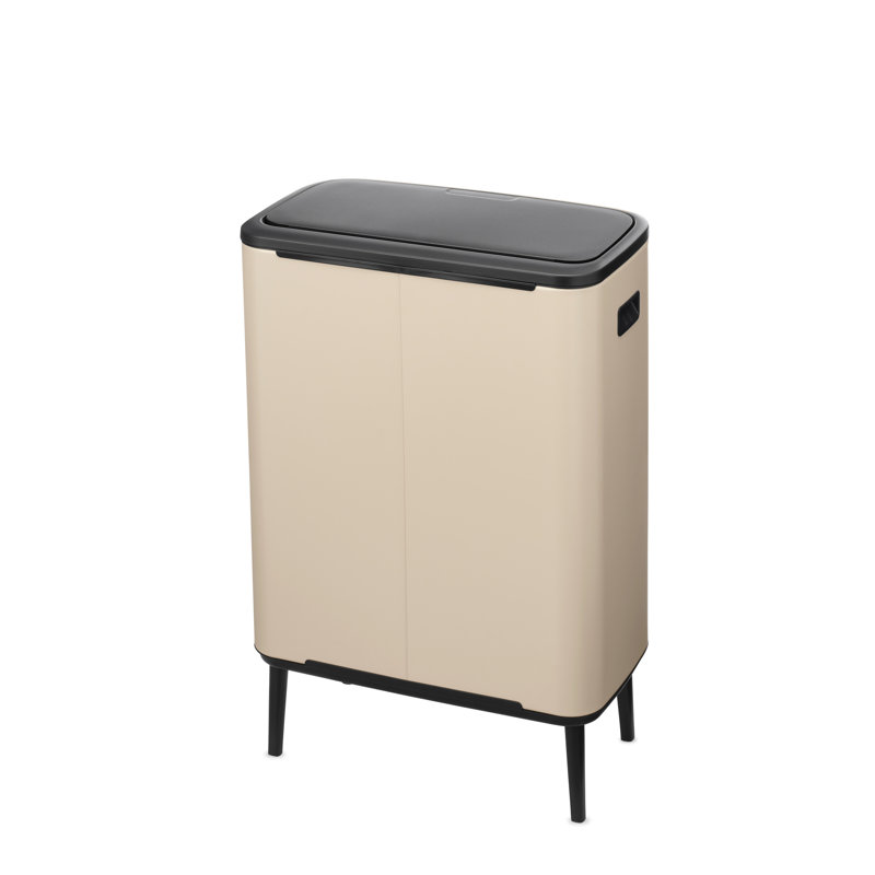 Poubelle à charnière haute 18 po Gallia, Beige doux