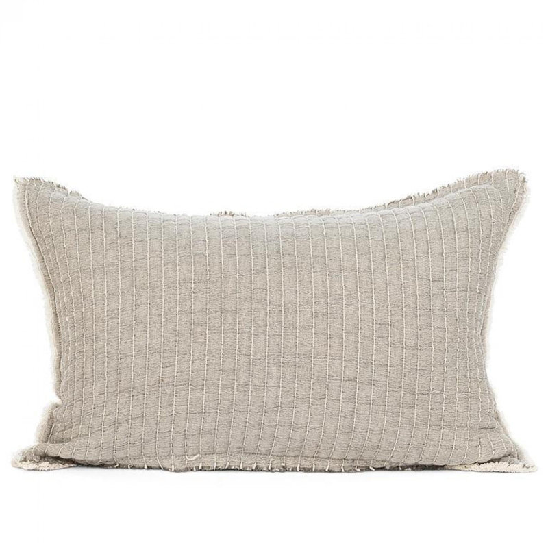 Coussin décoratif en coton à franges , Gris