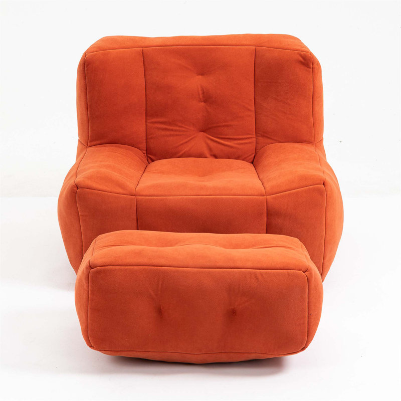 Super Soft Memory Foam Bean Bag Chair with Ottoman for Adults, Perfect for Modern Living Rooms and Bedrooms, Red Velvet