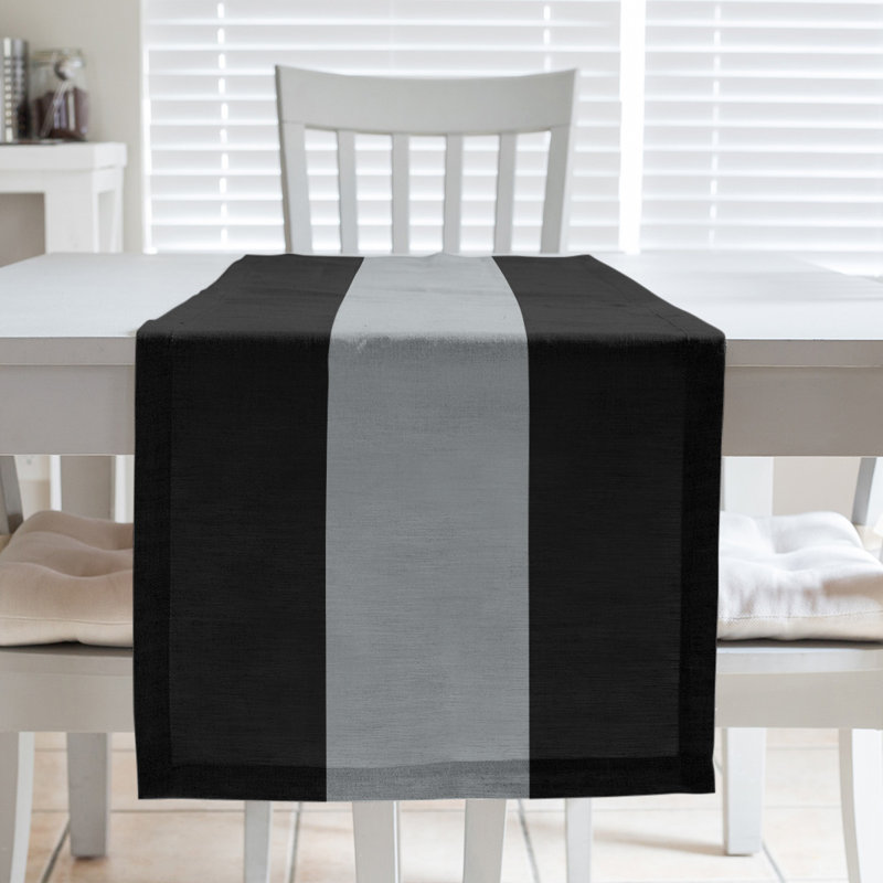 Las Vegas Football Stripes Table Runner, 90" L x 16" W, Charcoal/Gray, Polyester