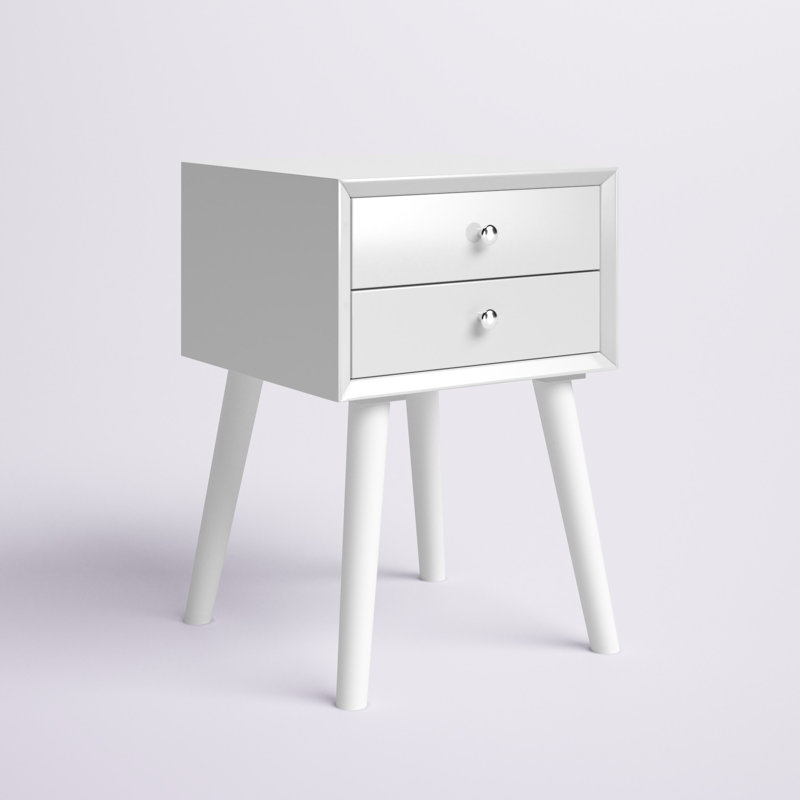 Table de chevet 2 tiroirs Abramson, Blanc