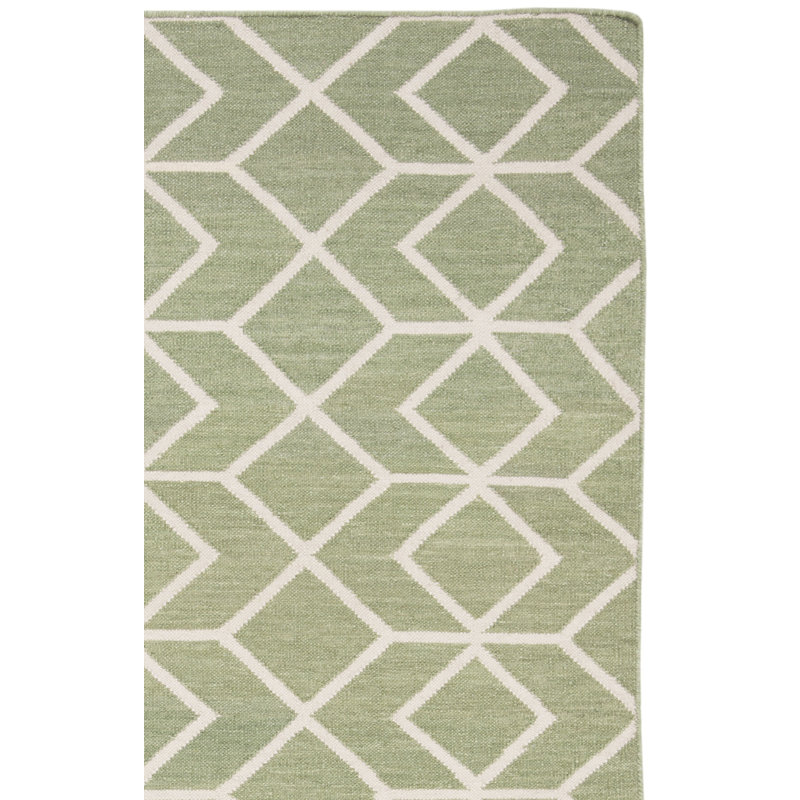 Tapis en laine / coton tissé à la main à plat Rodgers en sauge / ivoire, Rectangle 3 pi x 5 pi