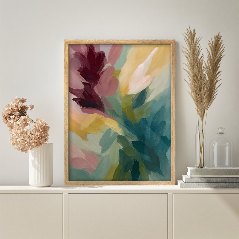 Reproduction d'art encadrée abstraite pour décoration intérieure moderne, H 10 po x l 8 po, Naturel
