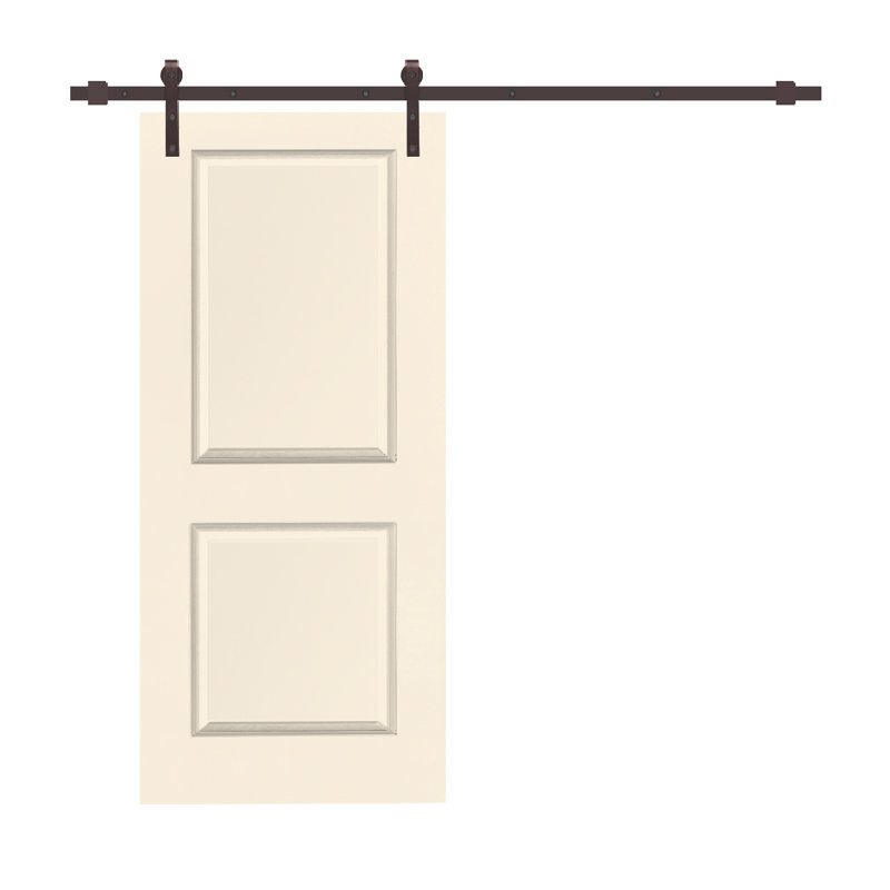 Beige Solid Core MDF Barn Door Kit with Matte Black Hardware