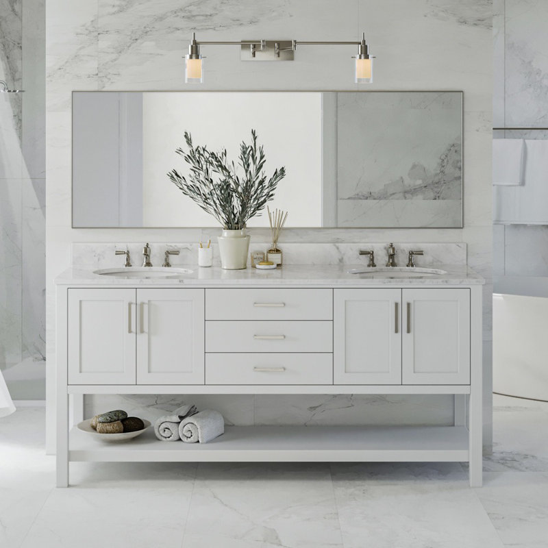 Ensemble de meuble-lavabo double 73 po Alemanno Akwasi, Blanc, Rectangulaire,  73"