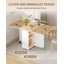 Folding Dining Table for 4-6, Drop Leaf Table with 4 Wheels & Storage Drawers, Cabinets and 2-Tier Open Shelves for Small Spaces, Kitchen, Dining Room-1922651755