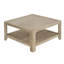 Table basse carrée avec rangement, frêne clair