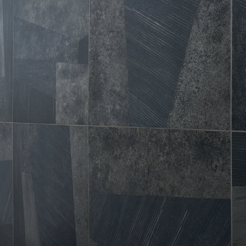 Rumor 23,62 po. X 23,62 po. Carreau de porcelaine mat pour plancher et mur (11,62 pieds carrés / caisse), Noir