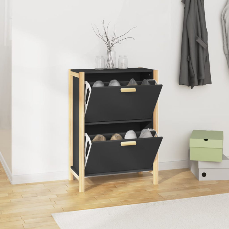 12 Pair Shoe Storage Cabinet, Black