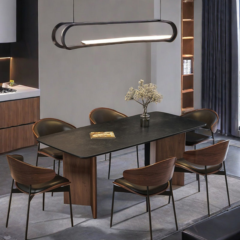 Table de salle à manger rétro de style rétro en noyer, H 29,5 po x L 55,1 po x l 31,5 po