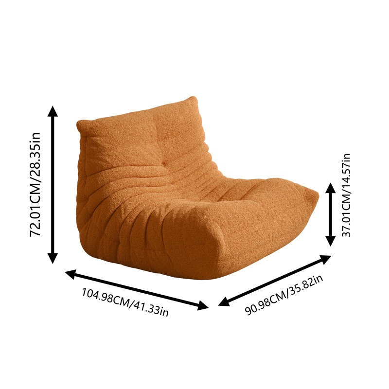 Ensemble de 2 fauteuils à billes Fauteuil sac à billes pour adultes Fauteuil à billes Fireside, Velours beige / orange