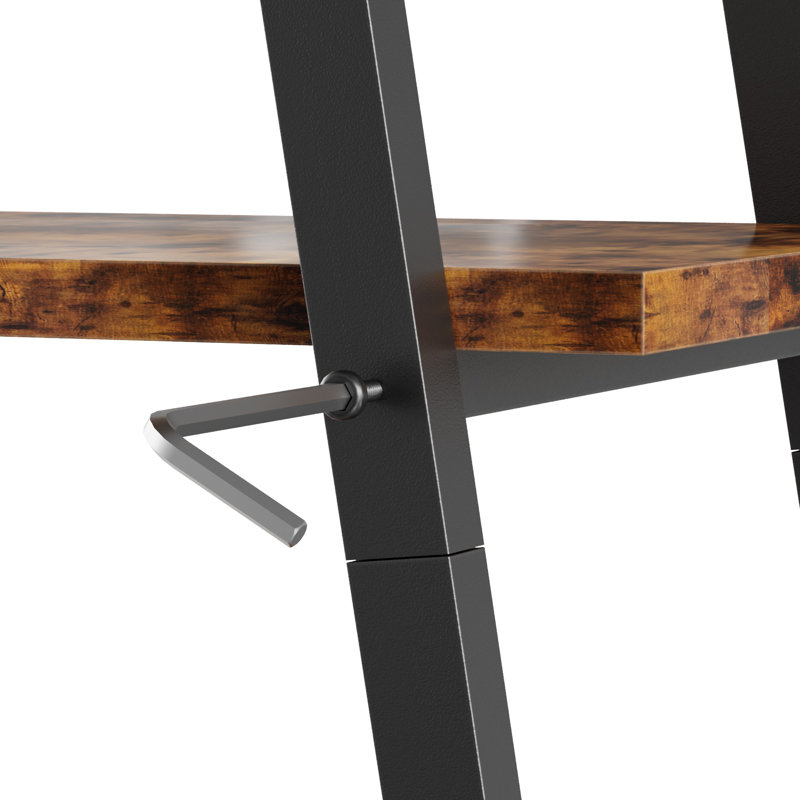 Étagère échelle à 4 niveaux Liscomb, support à fleurs pour plantes en bois, étagère de coin autoportante brune, étagère de rangement moderne avec dispositif anti-basculement pour salon, bureau à domicile, balcon