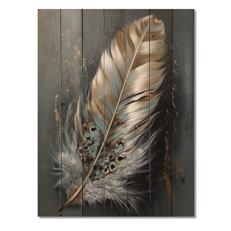 Plume d'or Wanderlust IV sur bois, H 32 po x l 24 po x P 0,78 po
