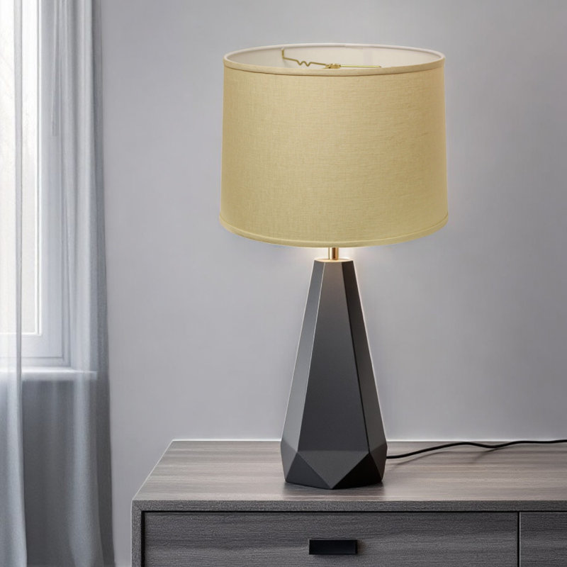 Beige Linen Drum Lamp Shade, 11" H x 15" W x 15" D