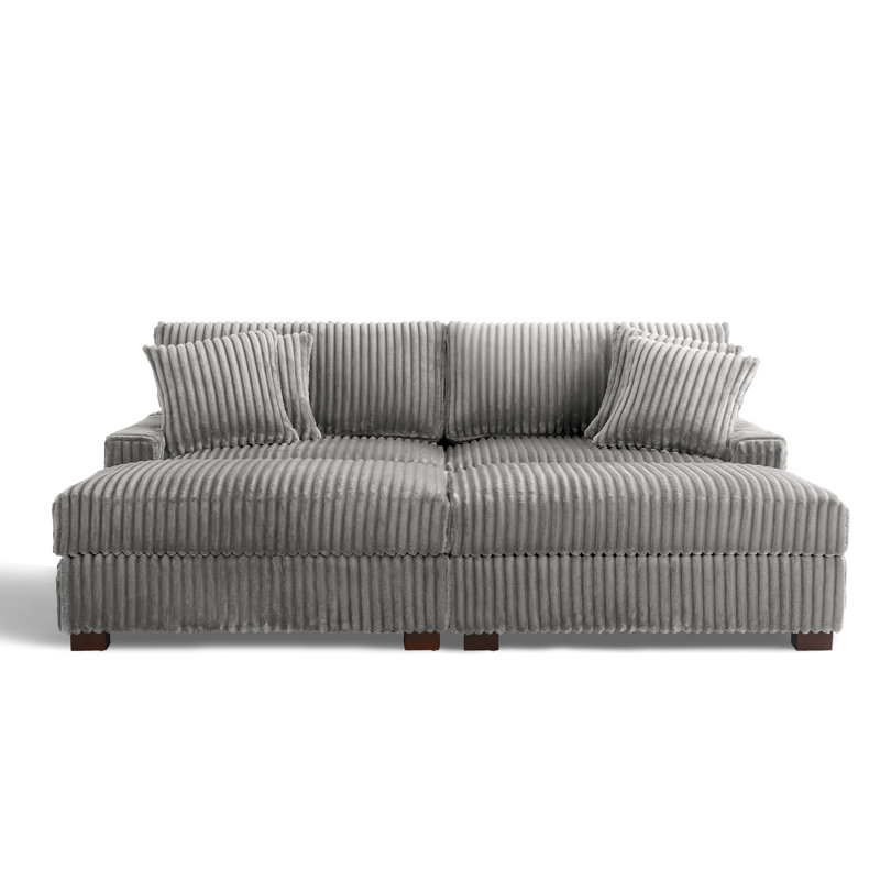 4 Seater Sectional, Light Grey Polyester/Foam Padding