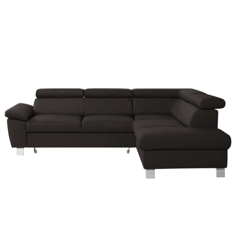Alfreddie Leather Corner Sofa with Sleeping Function and Storage, Brown, Right Hand Facing