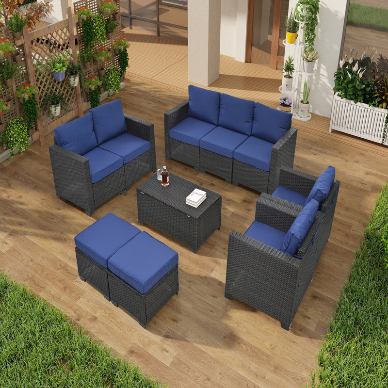 Ensemble de mobilier d'extérieur pour la construction robuste et polyvalent, Bleu très foncé