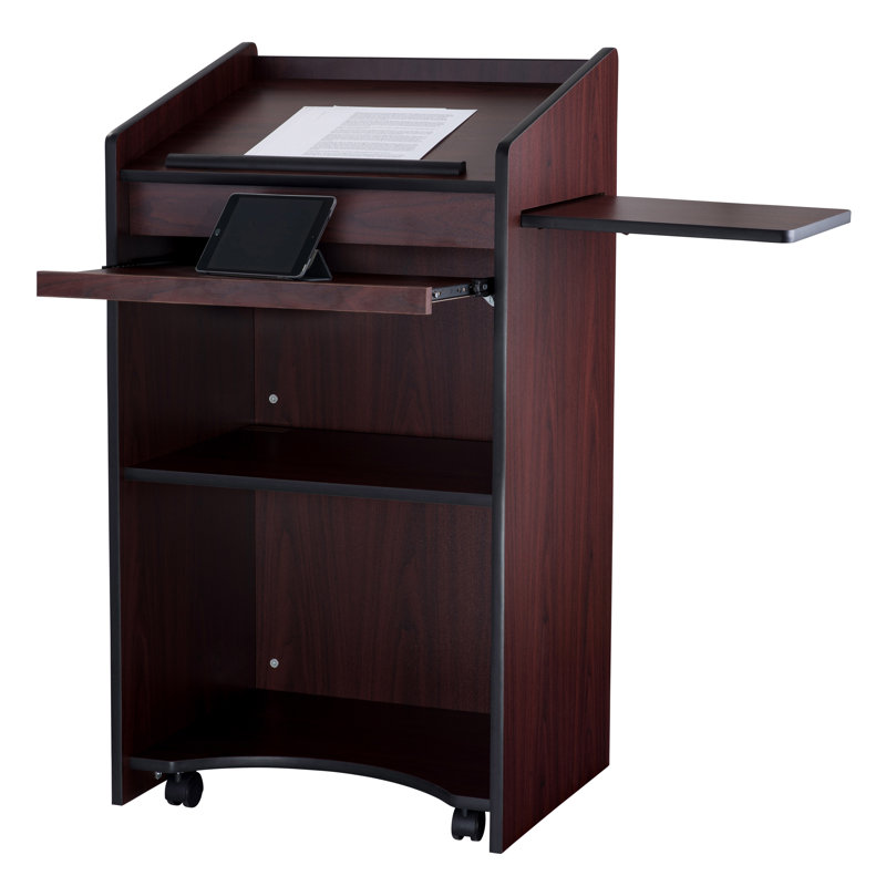 Mahogany Executive-Style Full Podium with Slide-Out Shelf