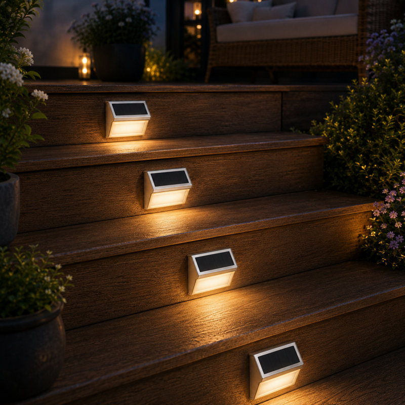 GKAJYZL Solar Step Wall Light, IP55 Waterproof LED Stair Light for Outdoor Stairs, Deck and Patio, Stainless Steel