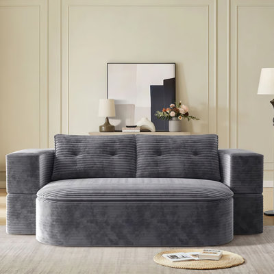 78.7" Modern 2-in-1 Foldable Sofa - Convertible Folding Sofa Bed with Functional Blanket and 2 Soft Pillows