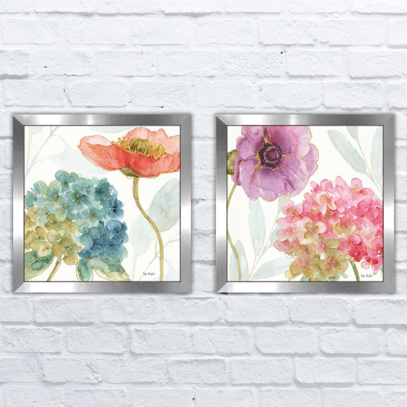 Rainbow Seeds Flowers IV - Ensemble de 2 reproductions de cadres photo sur papier, H 16,5 po x l 33 po, Pas de tapis