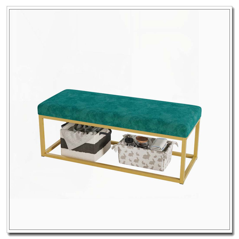 Banc de rangement avec structure en acier et cuir synthétique
