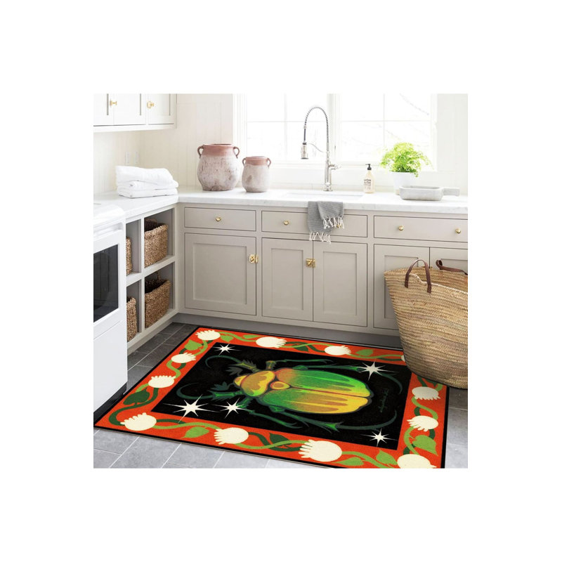 Tapis décoratif multicolore à motif floral, Sous-tapis rectangulaire de 3 pi 3 po x 4 pi 11 po