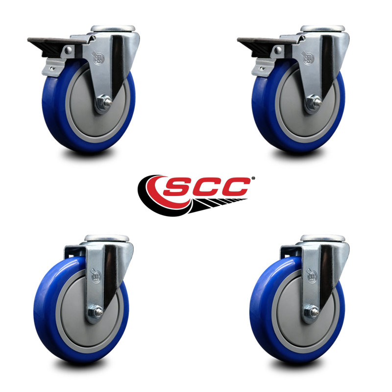 4-Piece Polyurethane Caster Set, Blue