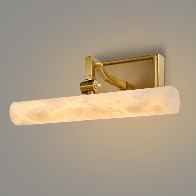1 lumière de meuble-lavabo à DEL à intensité variable de 12 po avec abat-jour albâtre, 1, Bronze