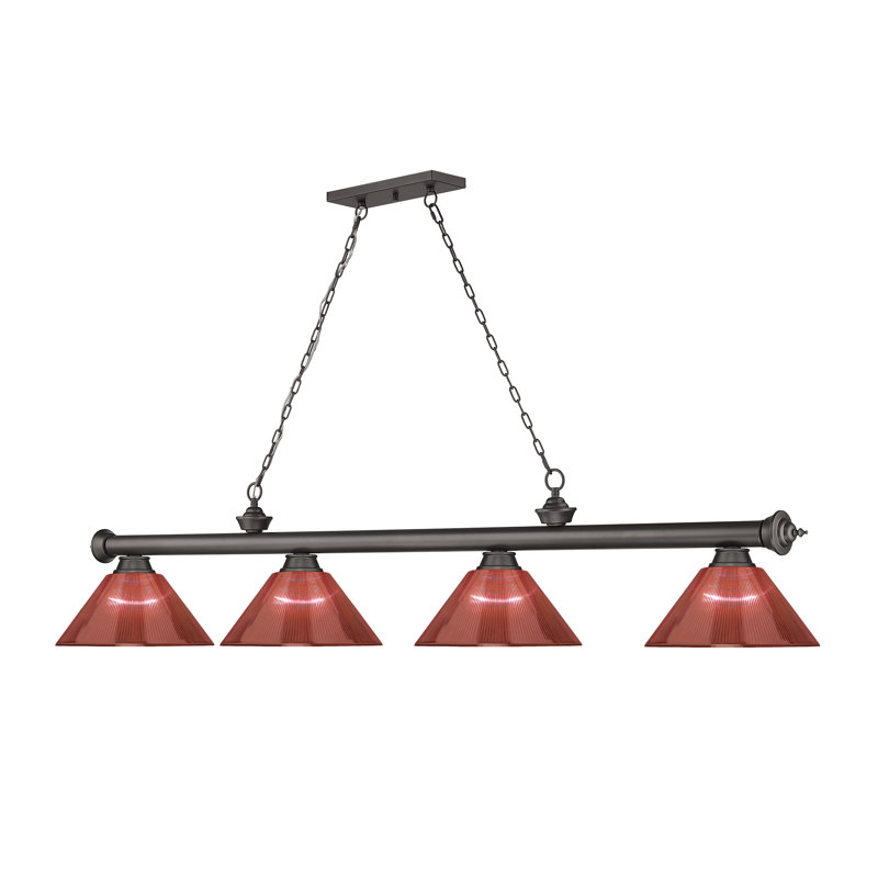 Billard 4 lumières Annaleisa, Rouge, Bronze