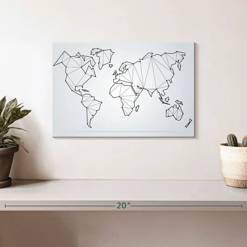 Aliaz Polygonal World Map, 8" H x 12" W
