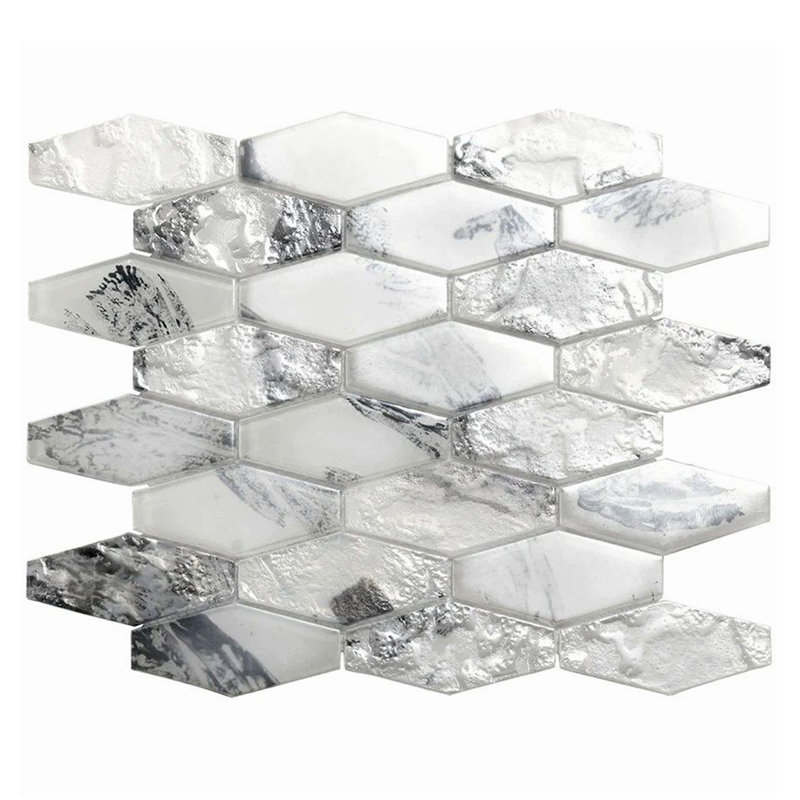 Verre 10,63 po X 11,7 po Carreau de mur et de plancher en mosaïque de verre (8,6 pieds carrés / caisse) - paquet de 10, Blanc
